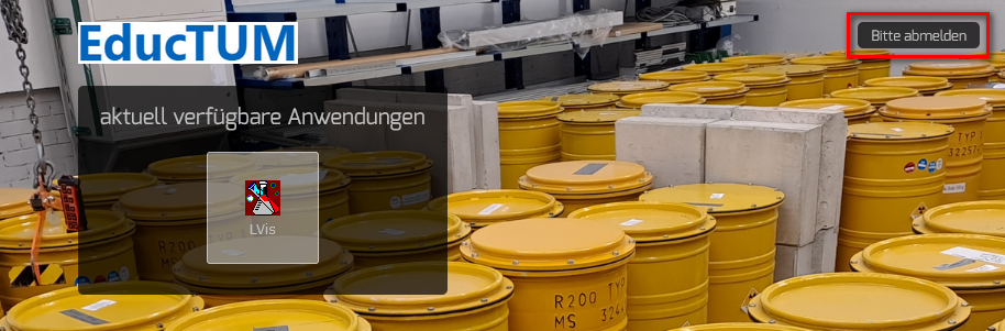 Abmelden aus der Programmumgebung von EducTUM